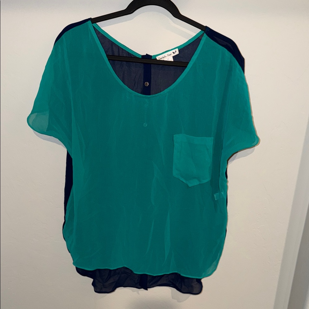 Double Zero Teal and Navy Blouse